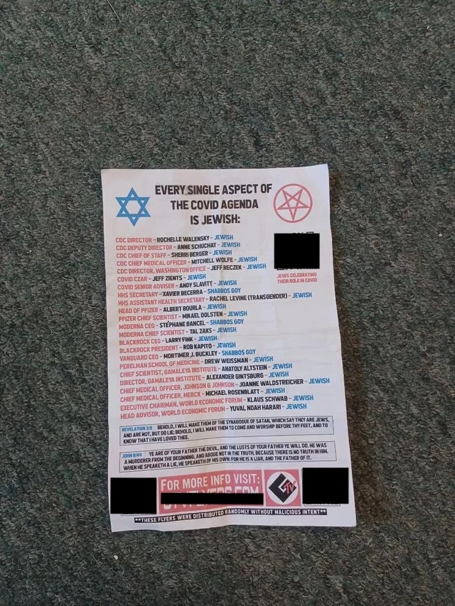 Antisemitic Flyer Distributed in Clarksburg